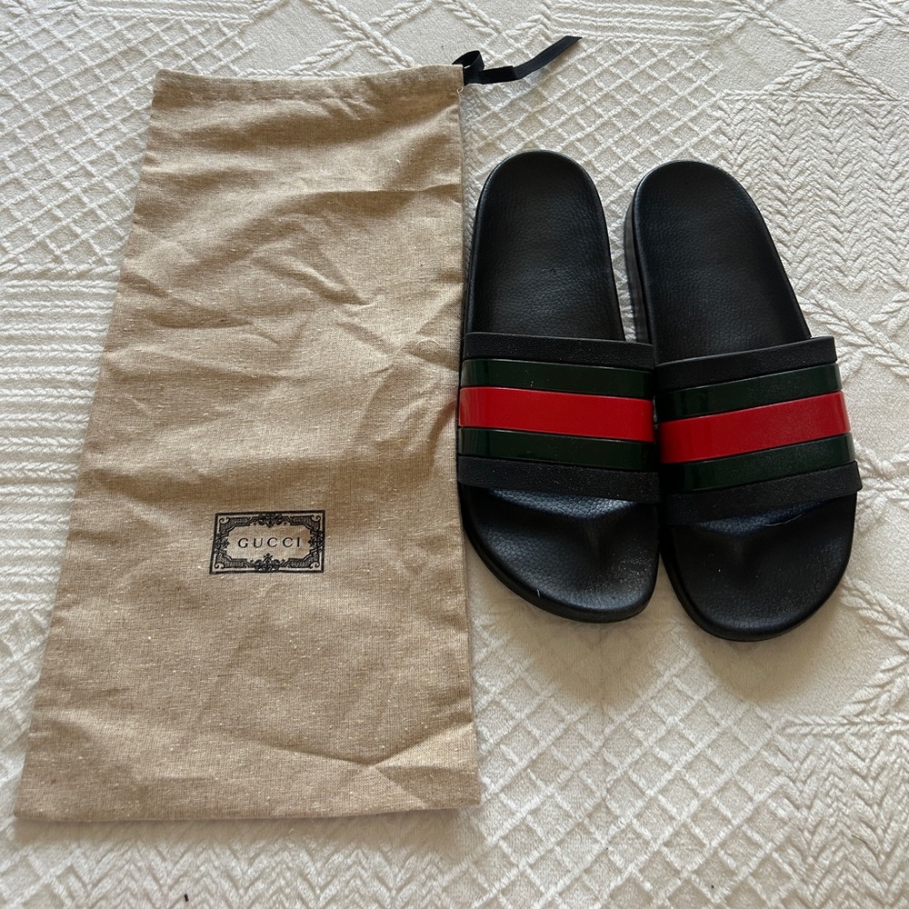 Gucci Black Rubber Sole Sandals